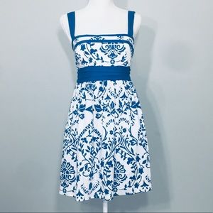 City Triangles Blue Floral Print Dress sz 11 (A42)